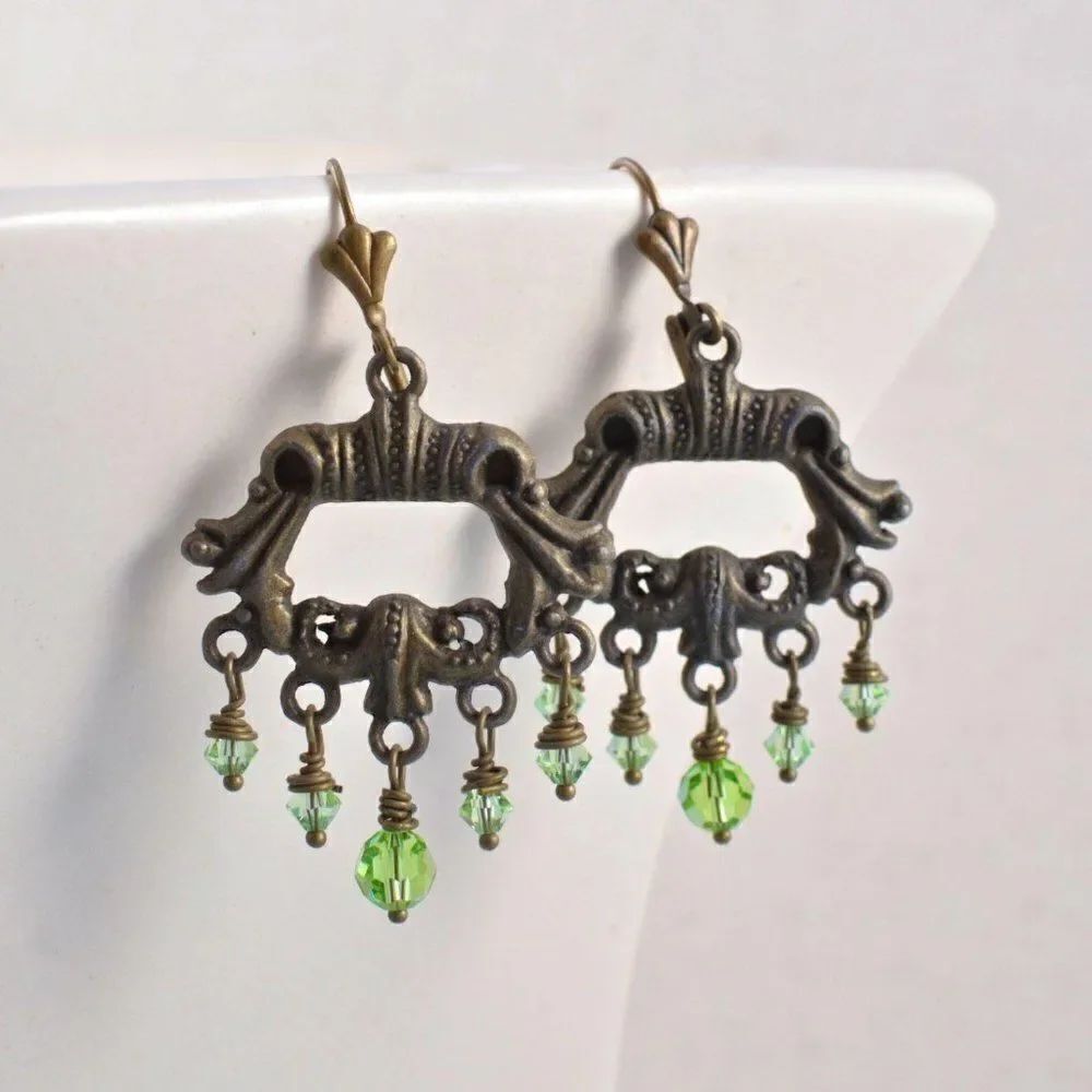 Antiqued Brass Chandelier Earrings